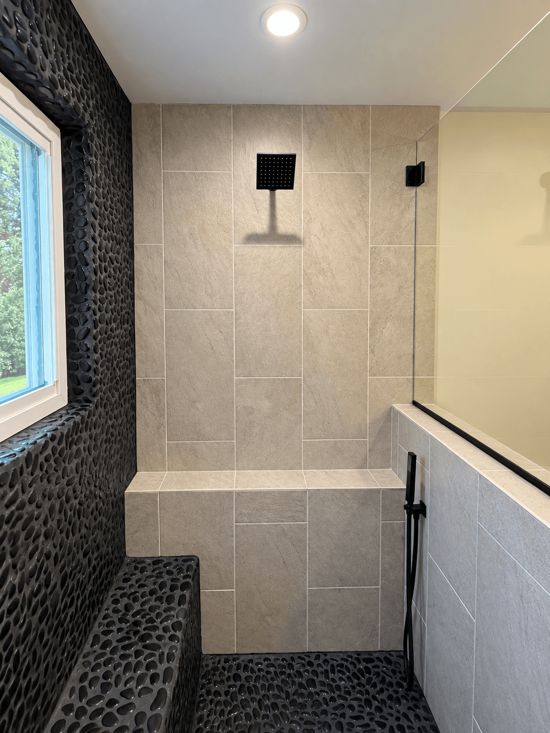 Walk-In Shower with Rain Head