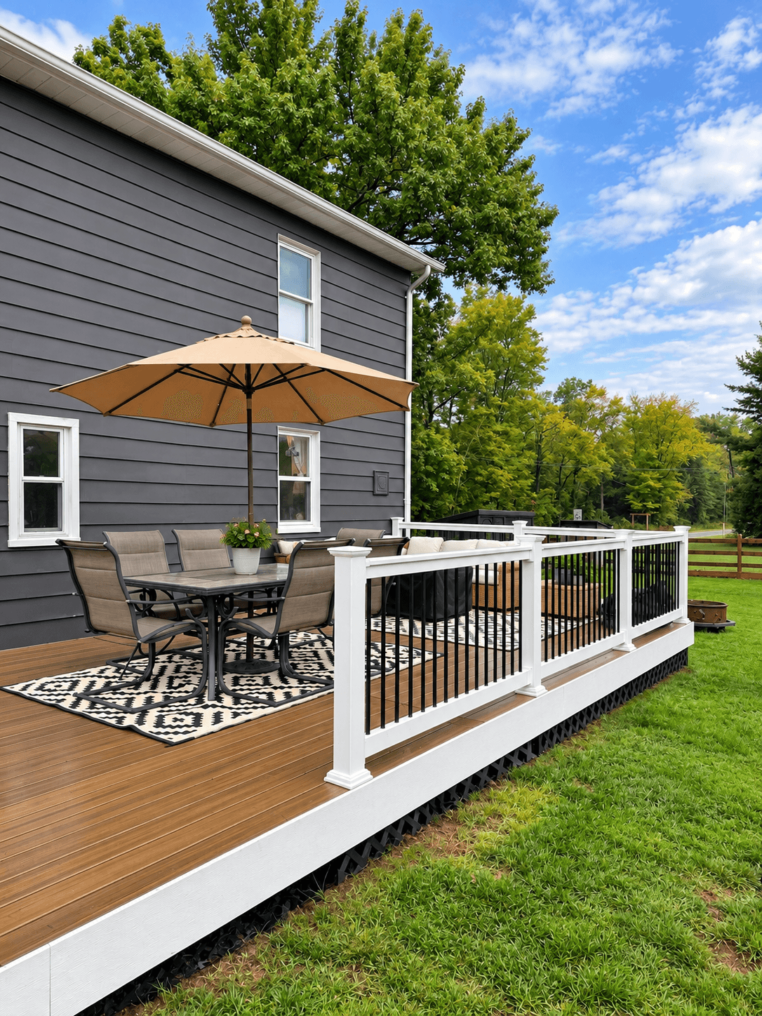 Composite Deck with White Railing