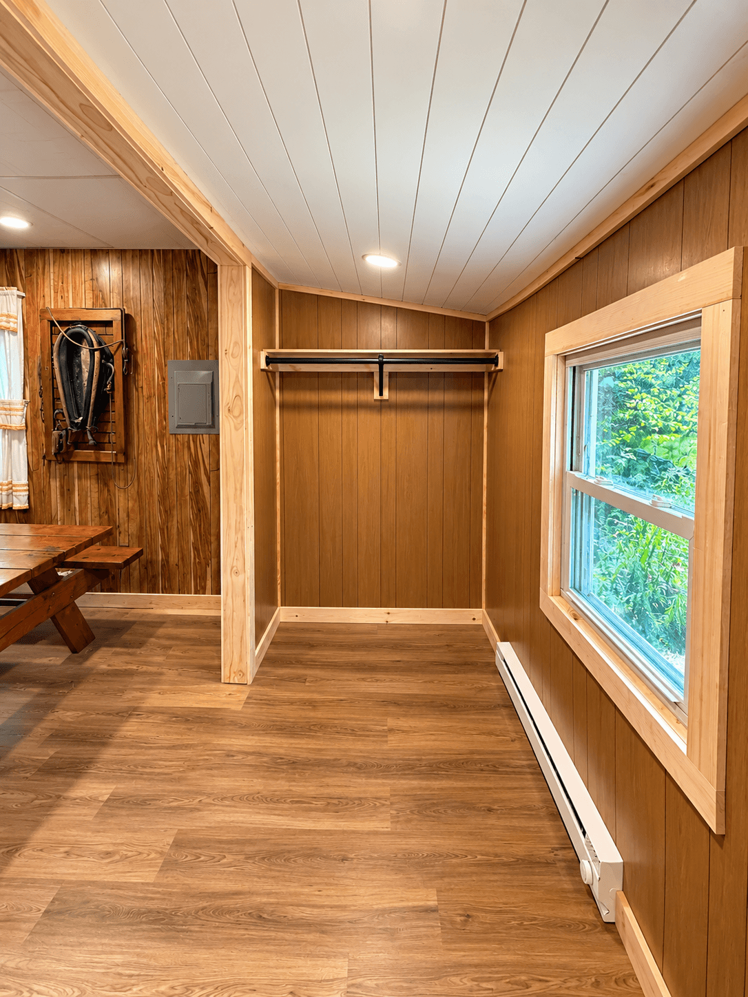 Cabin Closet Nook with Shiplap Ceiling